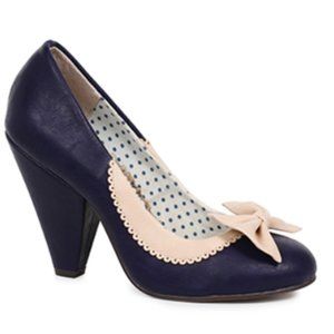 Bettie Page Shoes by Ellie Bailey 4" Bow Detail Pump Navy